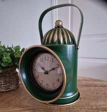 Green Railway Clock Vintage Style Desktop Free Standing Metal Unique Decor