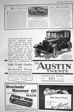 Antique Old Print 1921 Napier Motor Car Austin Landaulet Lea Perrins Rowlands