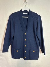 Grazia navy blue knit cardigan with gold-tone buttons size 10