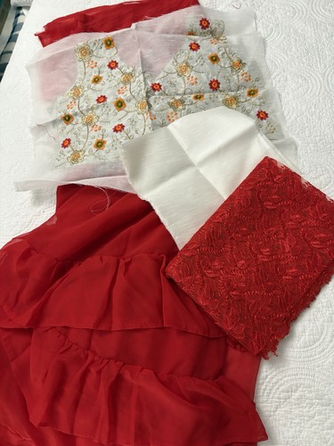 Red ruffle saree with - ruffle,
