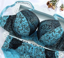 UKLace Floral Padded Push up Bra Set Underwired Sexy Bra Knickers BCD/DD/E 34-40