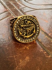 Men’s Anchor Sovereign Ring Gold And Diamonds (faux) With Eagle. Size X