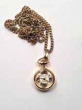 Vintage Pierre Nicol Quartz Gold Tone Ladies Pendant Fob Watch & Necklace Chain 