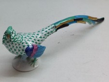 Herend Hungary Hand-Painted Porcelain Bird /  Pheasant- Green Fishnet