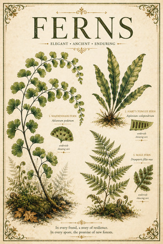 Ferns botanical art print - 24.,
