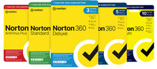 Norton 360 Antivirus 2025 Standard Deluxe Premium 1, 3, 5, 10PC 1 Year By Email