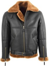 Mens Original Flying Sheepskin Jacket RAF Pilot Aviator Style Tyler Brown Ginger