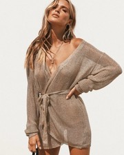 Lioness Chainmail Wrap MINI DRESS GOLD Sz Large New With Tags