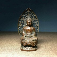 lucky Buddhism Vintage Bronze Sakyamuni Buddha Godness Kwan-yin carved Statue
