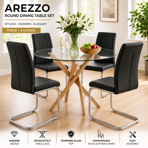100cm round glass dining table - 100cm,