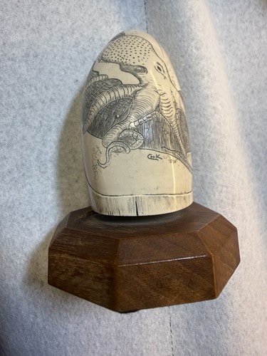 Faux whale octopus scrimshaw - whale, &