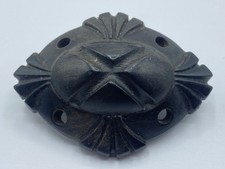 Large Antique Victorian Irish Bog Wood Carved Mourning Brooch Maker Marked