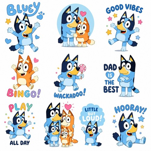 Bluey theme dtf transfer - bluey,
