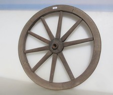 Antique Wooden Wagon Wheel Spokes Iron Strap Cart Victorian Vintage Old Wood 18"