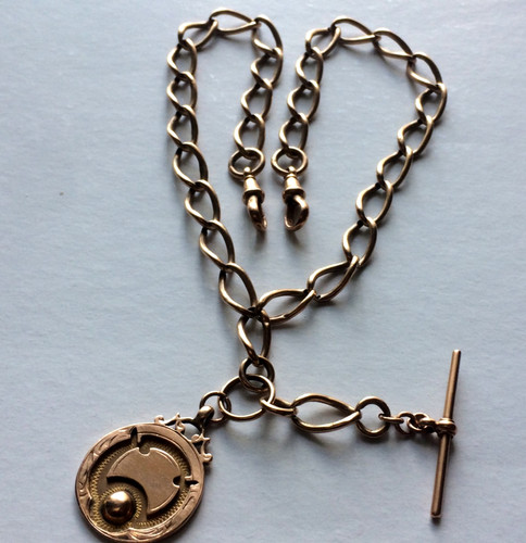 Antique 9ct rose gold albert - antique,