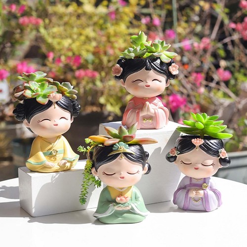 Head planter girl figurine - head,