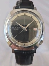 Mens Vintage BULER DELUXE Crosshair Tuxedo Dial Swiss Made Mechanical Watch