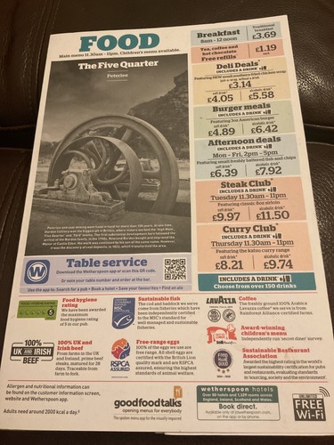 Wetherspoon menu the - menu,