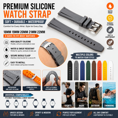 Universal silicone watch strap - silicone,