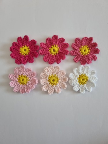 Crochet pink cotton flower - 6,