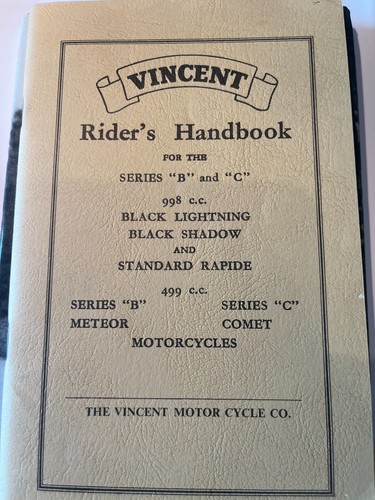 Vincent riders handbook for - vincent,