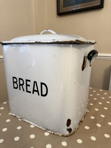 Vintage enameled bread - enameled, bin