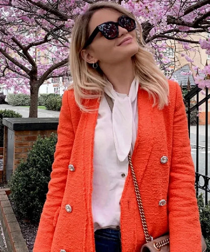 Zara orange tweed boucle - tweed,