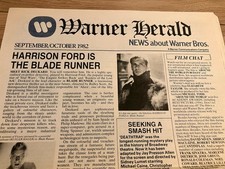 Warner Bros internal newspaper 1982. Blade Runner. Harrison Ford