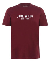 JACK WILLS Mens Burgundy Murphy Crew Neck Short Sleeve T-Shirt Top XS BNWT