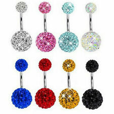 Shamballa Belly Bar Shamballa Navel Multi Crystal Ferido 8/10/12mm Double Gem 