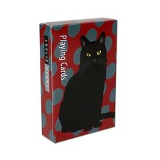 Black cat playing cards - black,