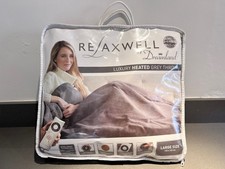 RELAXWELL by DREAMLAND Super Soft Grey Velour Large Heated Throw 120 X 160 