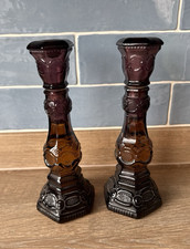 Vintage Avon Glass Perfume Bottle Candlestick Candle Holder Charisma x2