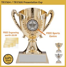 PRESENTATION CUP TROPHY - Gold or Silver Sports Award Trophies, FREE ENGRAVING