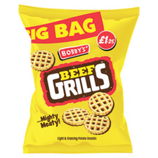 Bobby's Beef Grills Crisps Full Box Of 15 Packets at 60g Each Pack