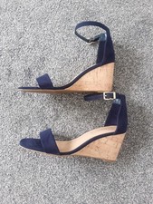 Mark's and Spencer's Collection Navy Wedge Sandals Size 3.5 New Without Tags