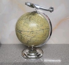 Desk Globe With Chrome Aeroplane Finial  30cm 