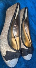 New Tesco F&F Gold Glitter Flats Pumps Dolly Ballet Sparkle Shoes Look 4 Shein