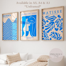 Set of 3 Blue Bauhaus Matisse