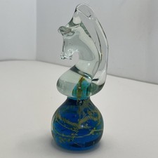 Vintage Mdina Malta Art Glass Sea Horse Paperweight Figurine Gift Blue VGC 