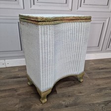 Retro Vintage Laundry Basket - Lloyd Loom Style Wicker Ottoman - Storage Box MCM