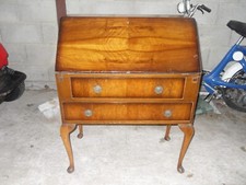 Antique / Vintage  Mahogany Bureau Writing Desk  2 Drawer on Legs
