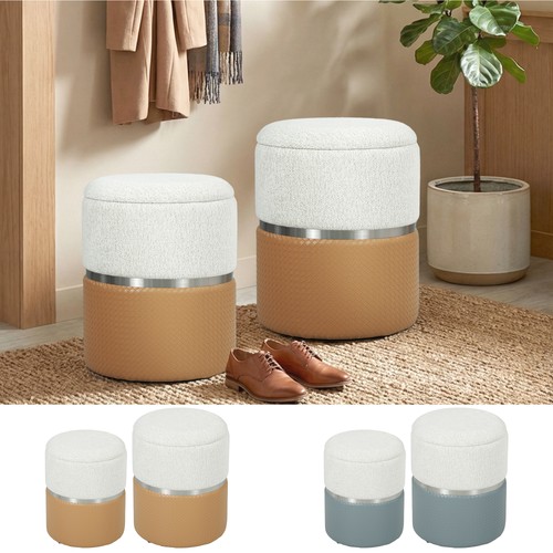 Round ottoman with storage set - ottoman,
