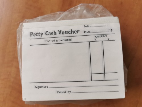 Petty cash voucher - voucher, pad