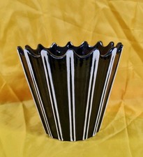 Rare Sylvac Raphique Black And White Striped Coronet Style Planter/ Vase C1960's