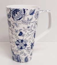 Blue Persia Mug Fine China Large Latte 17oz 500 ml Oriental Blue &White Floral