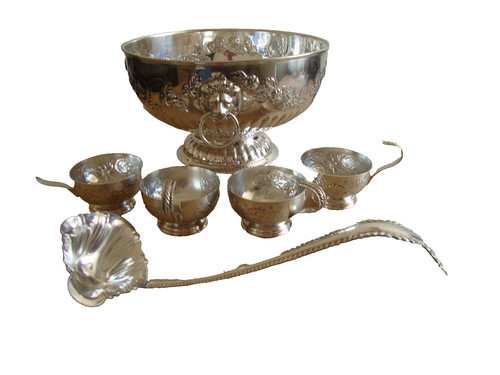 Punch bowl antique silver - bowl,