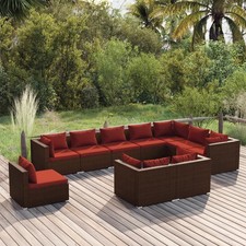 Garden Lounge Set Brown PE