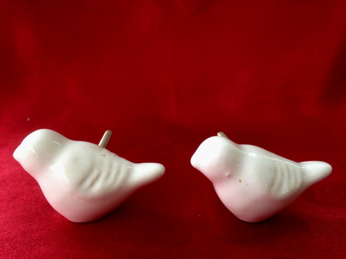 Pair white ceramic bird - of,