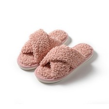 Womens Fuzzy Cross Strap